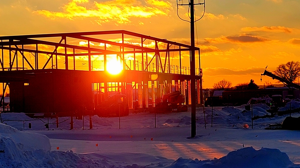 Sun sets on another day of brigade headquarters construction at Fort McCoy