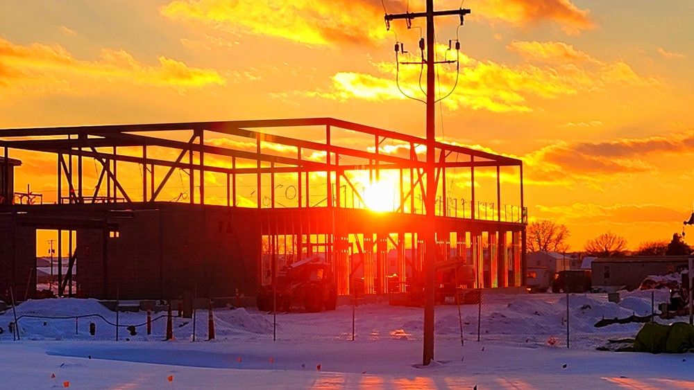 Sun sets on another day of brigade headquarters construction at Fort McCoy