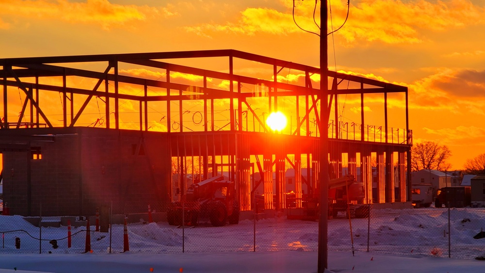 Sun sets on another day of brigade headquarters construction at Fort McCoy