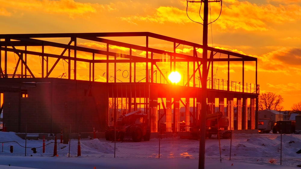 Sun sets on another day of brigade headquarters construction at Fort McCoy