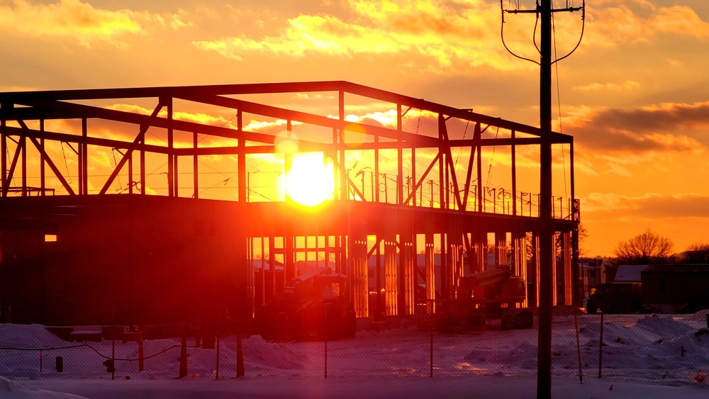 Sun sets on another day of brigade headquarters construction at Fort McCoy