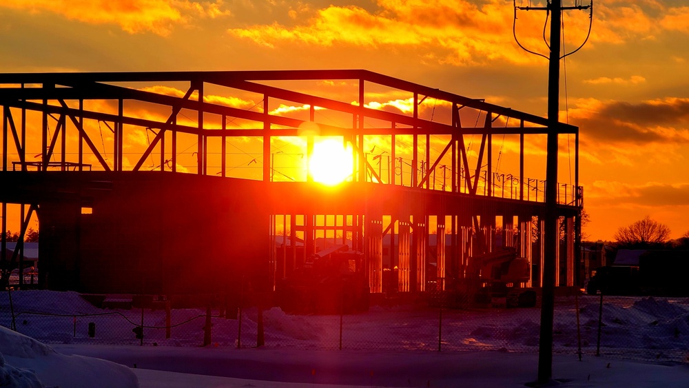 Sun sets on another day of brigade headquarters construction at Fort McCoy