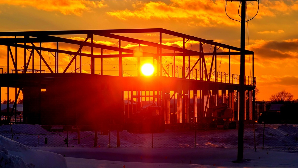 Sun sets on another day of brigade headquarters construction at Fort McCoy