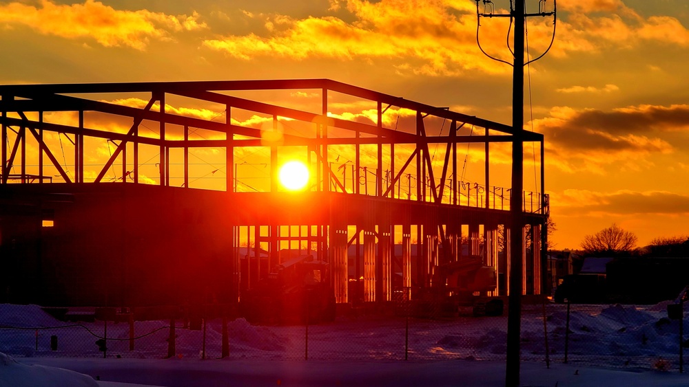 Sun sets on another day of brigade headquarters construction at Fort McCoy