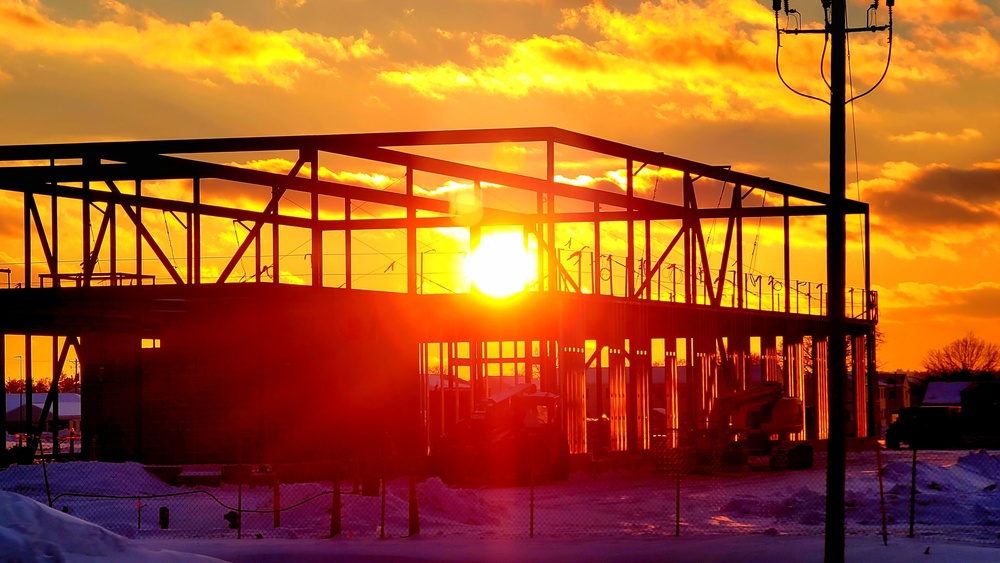 Sun sets on another day of brigade headquarters construction at Fort McCoy