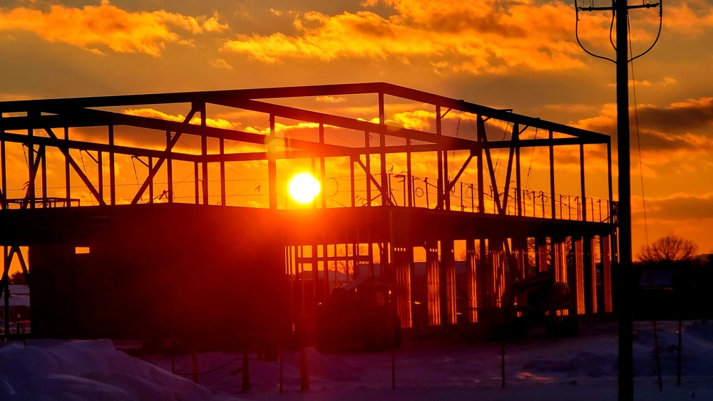 Sun sets on another day of brigade headquarters construction at Fort McCoy