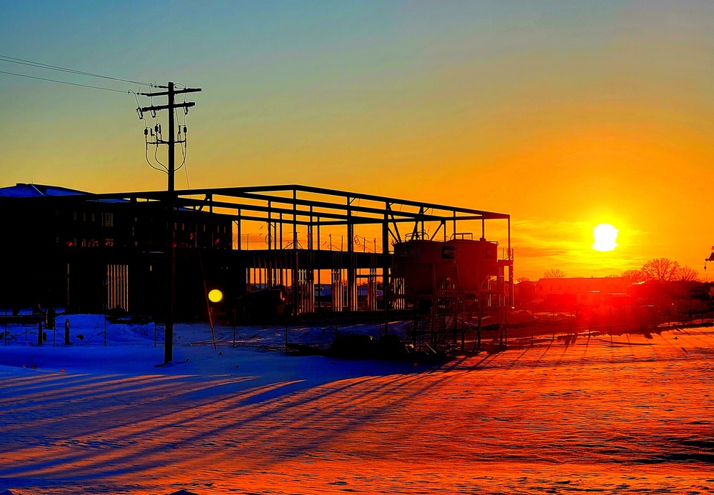 Sun sets on another day of brigade headquarters construction at Fort McCoy