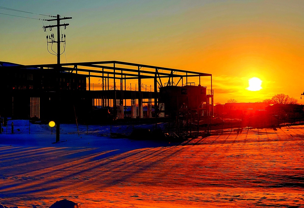 Sun sets on another day of brigade headquarters construction at Fort McCoy