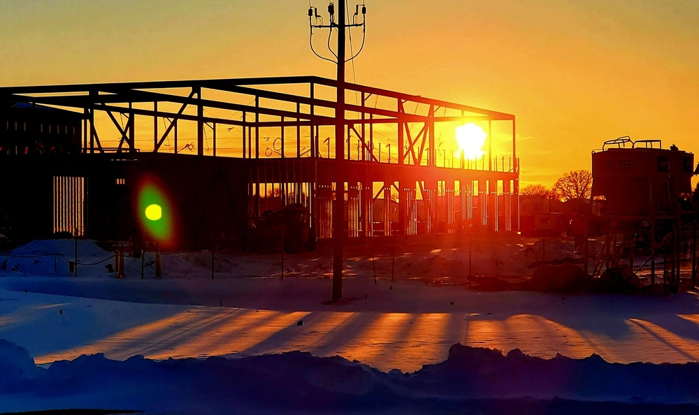 Sun sets on another day of brigade headquarters construction at Fort McCoy