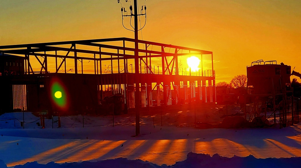 Sun sets on another day of brigade headquarters construction at Fort McCoy