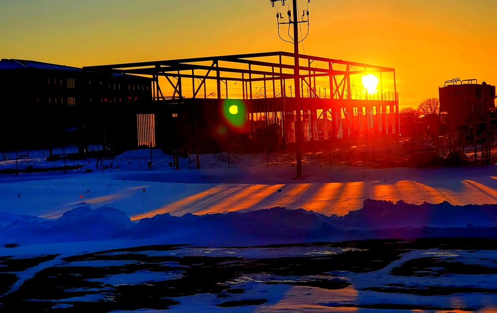 Sun sets on another day of brigade headquarters construction at Fort McCoy