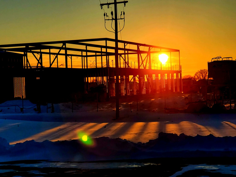 Sun sets on another day of brigade headquarters construction at Fort McCoy