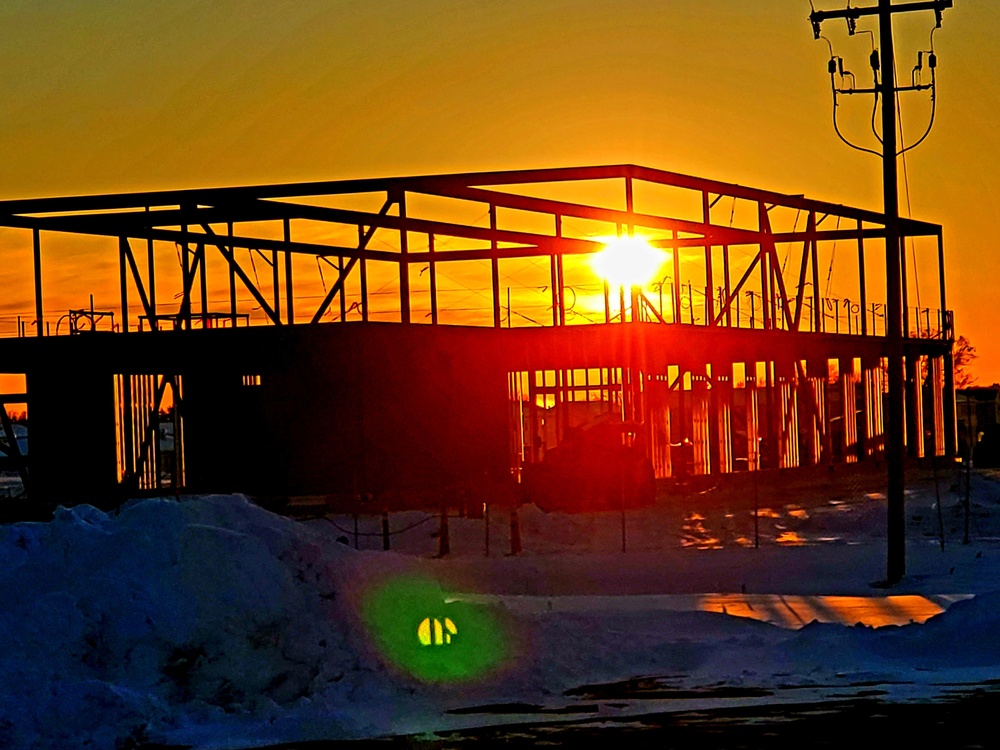 Sun sets on another day of brigade headquarters construction at Fort McCoy