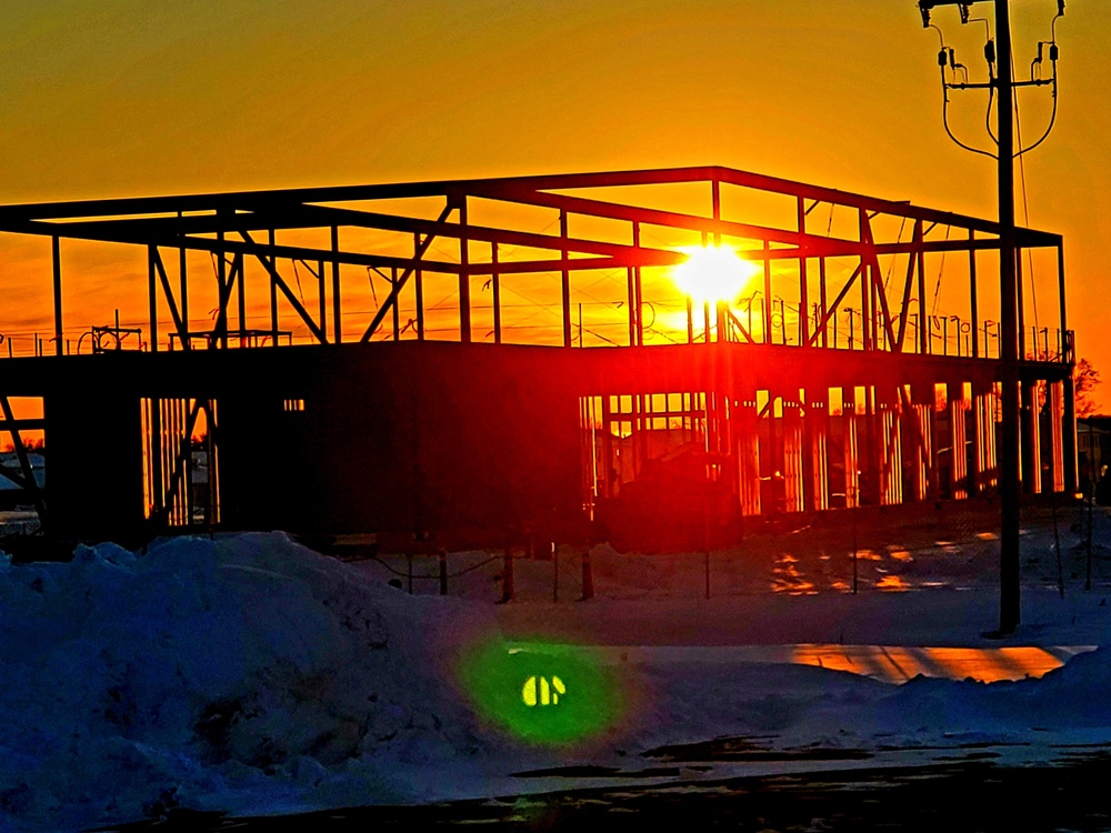 Sun sets on another day of brigade headquarters construction at Fort McCoy