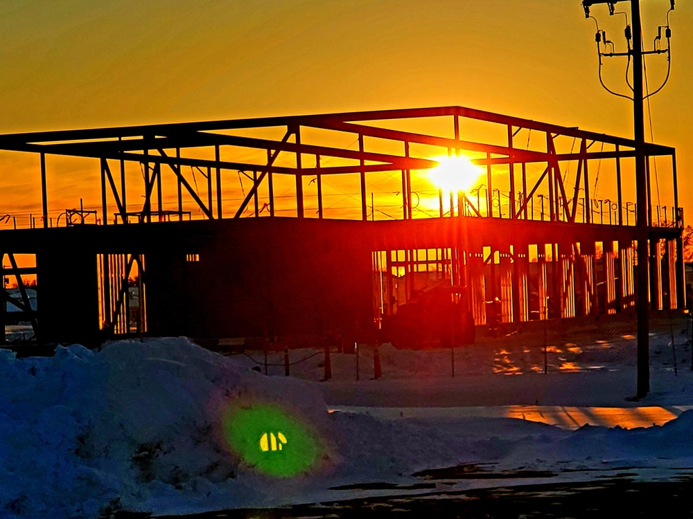 Sun sets on another day of brigade headquarters construction at Fort McCoy