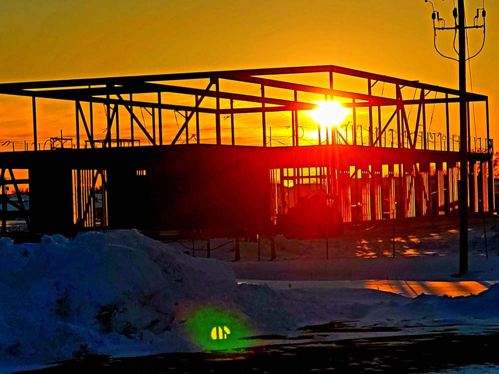 Sun sets on another day of brigade headquarters construction at Fort McCoy