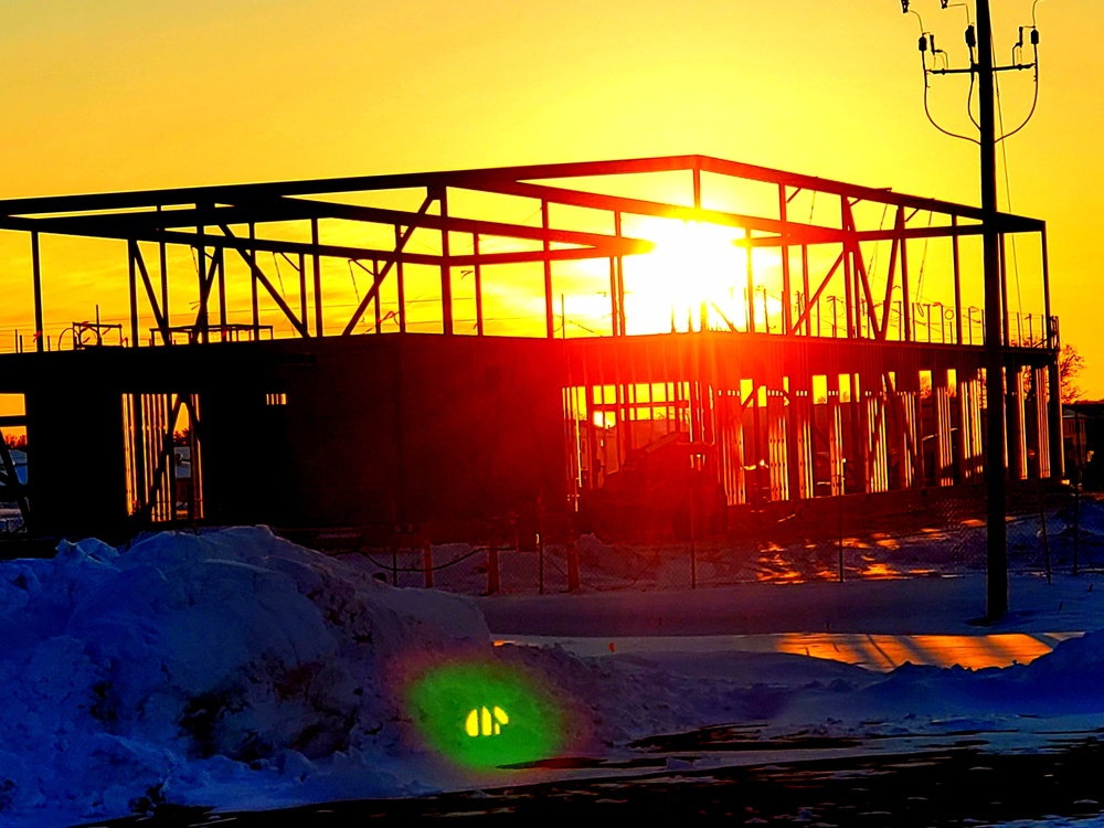 Sun sets on another day of brigade headquarters construction at Fort McCoy