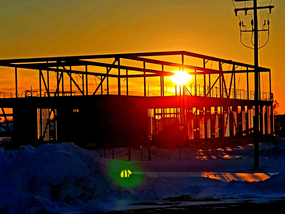 Sun sets on another day of brigade headquarters construction at Fort McCoy