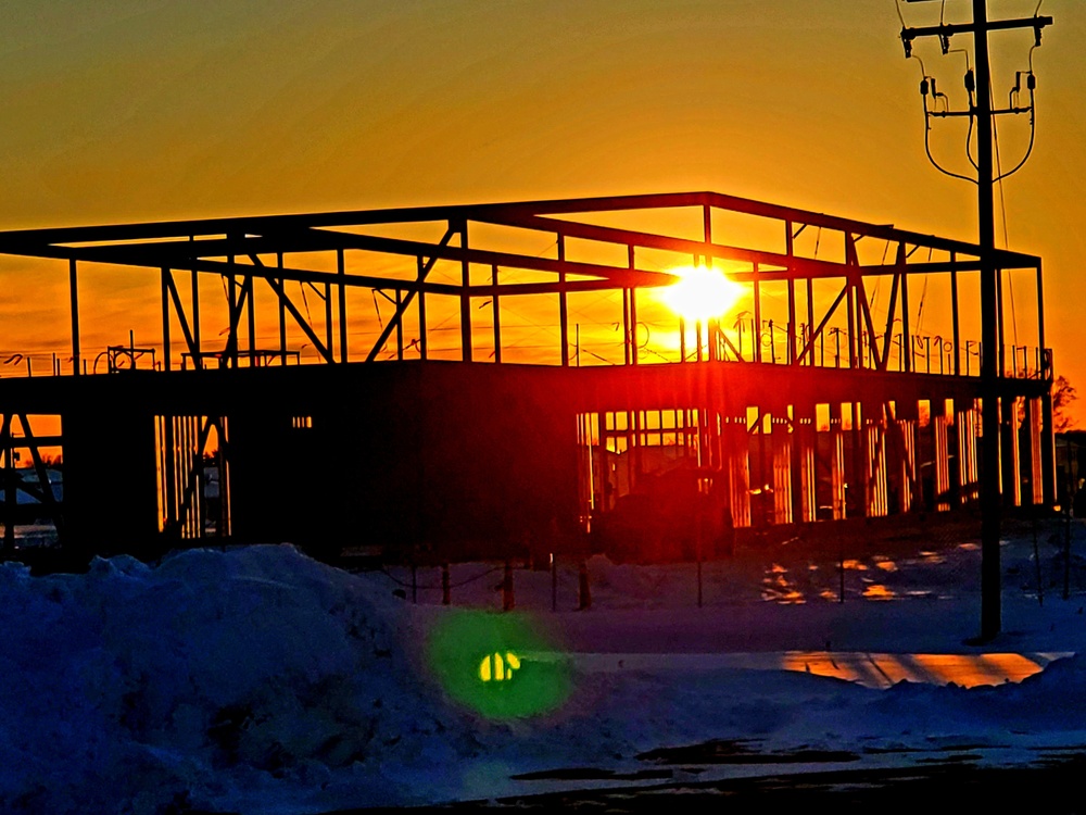 Sun sets on another day of brigade headquarters construction at Fort McCoy