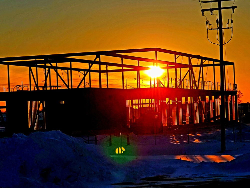 Sun sets on another day of brigade headquarters construction at Fort McCoy