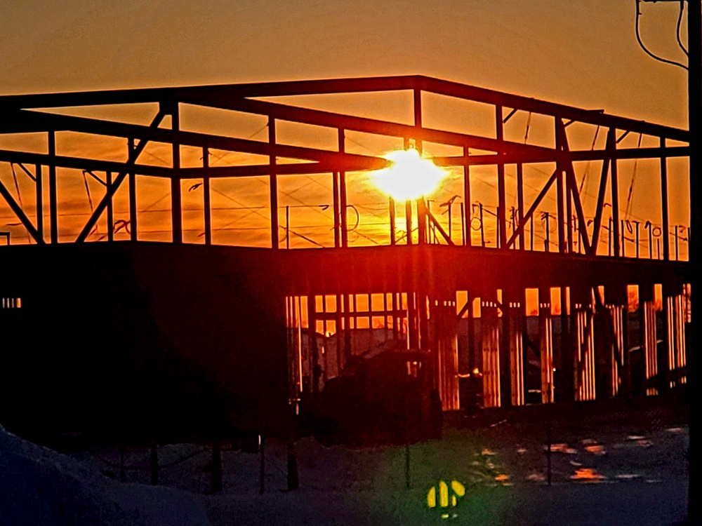 Sun sets on another day of brigade headquarters construction at Fort McCoy