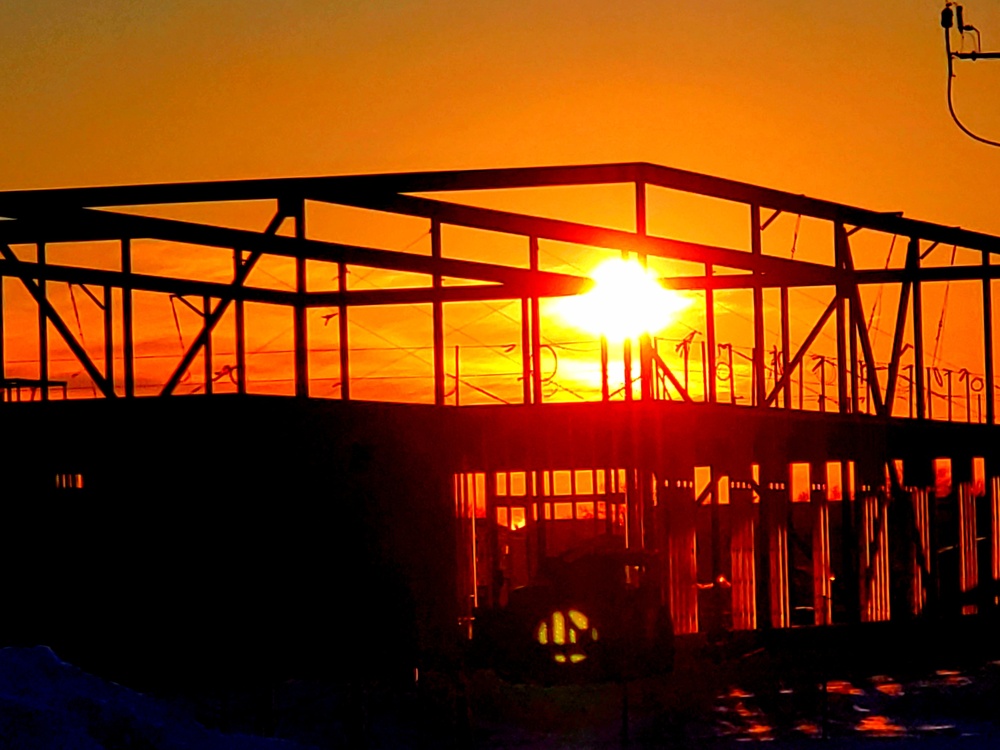 Sun sets on another day of brigade headquarters construction at Fort McCoy