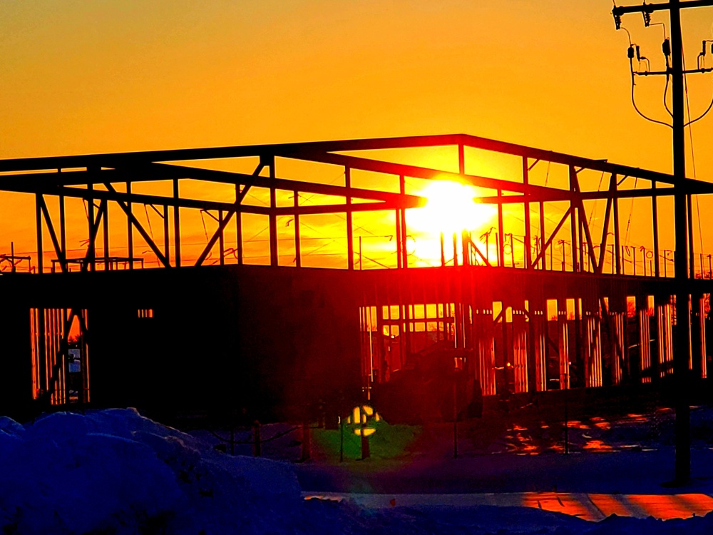 Sun sets on another day of brigade headquarters construction at Fort McCoy