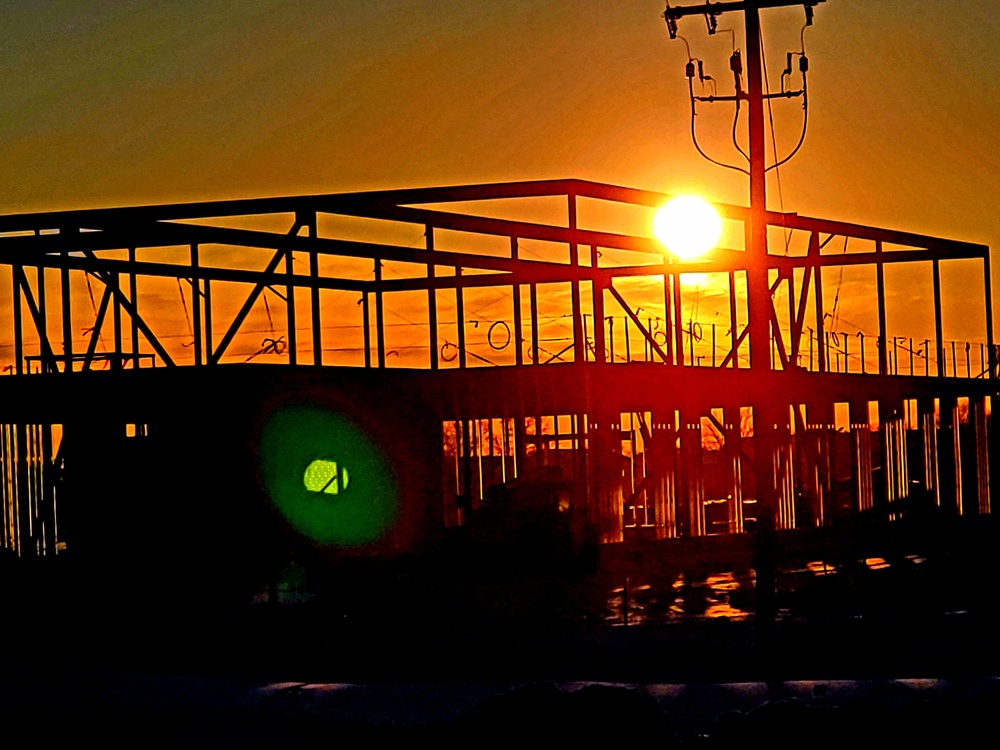 Sun sets on another day of brigade headquarters construction at Fort McCoy