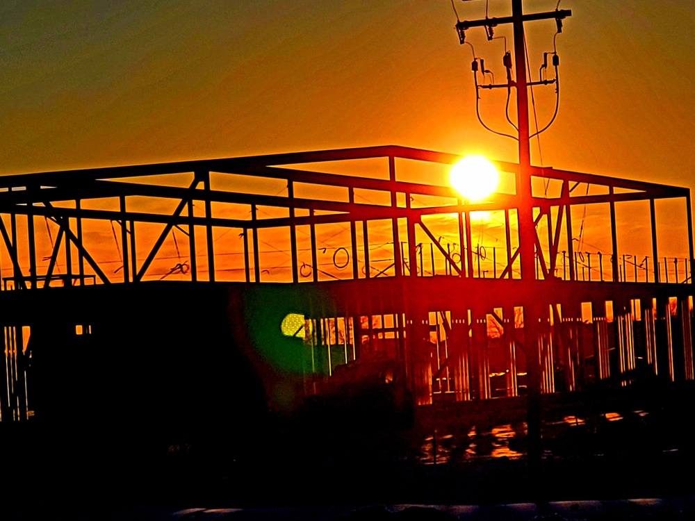 Sun sets on another day of brigade headquarters construction at Fort McCoy