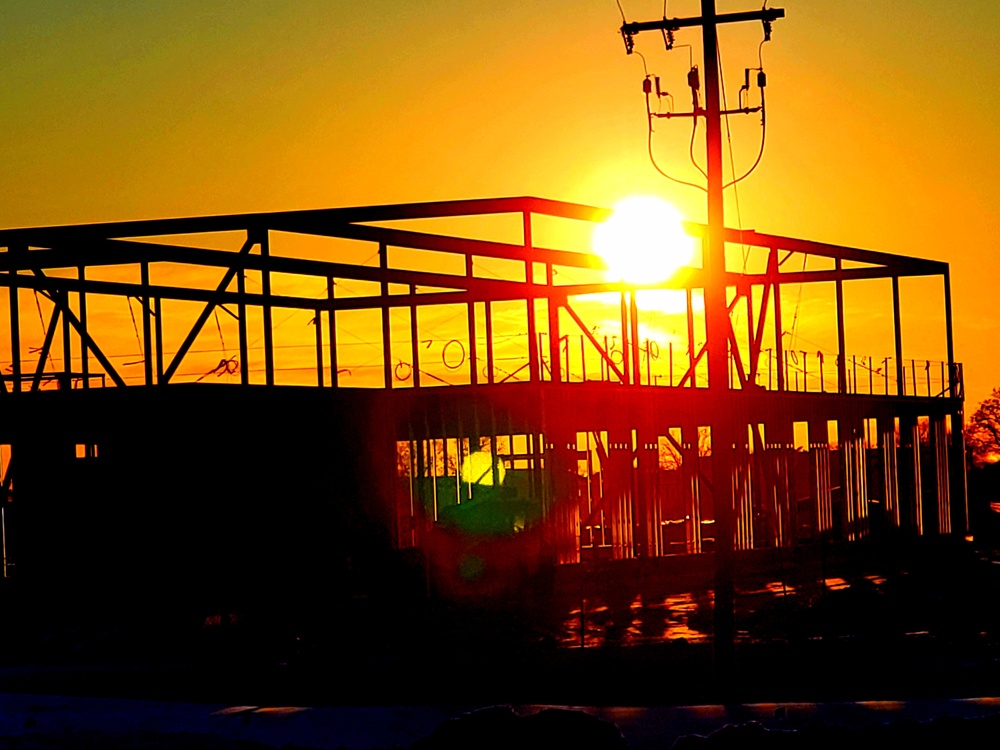 Sun sets on another day of brigade headquarters construction at Fort McCoy