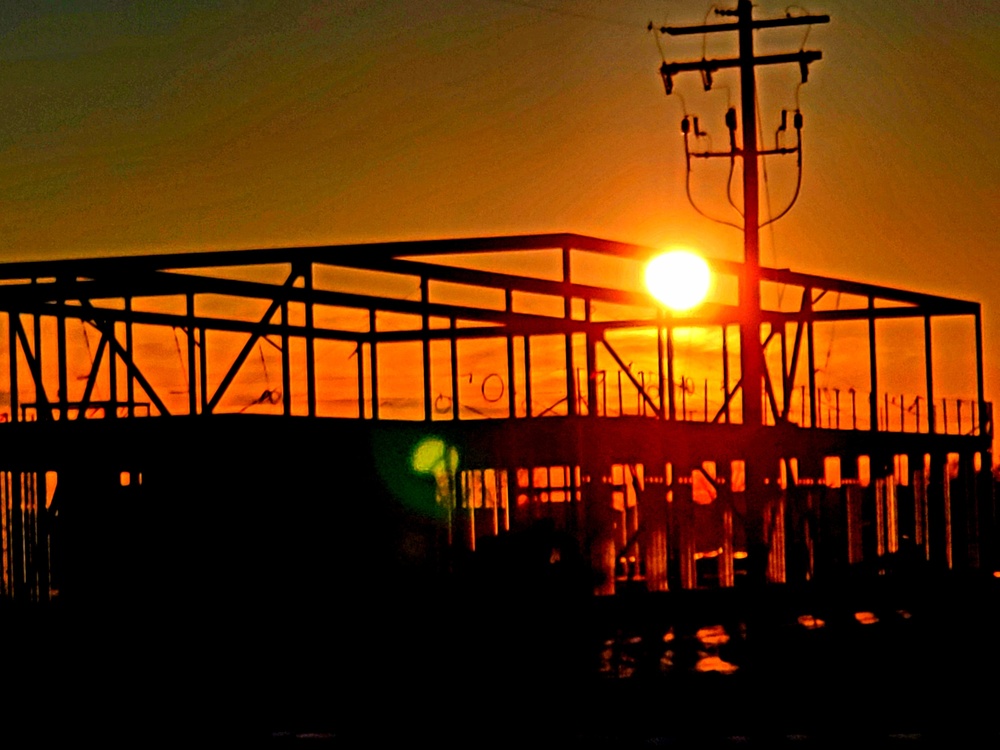 Sun sets on another day of brigade headquarters construction at Fort McCoy