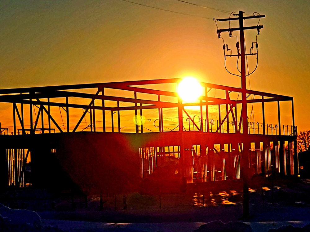 Sun sets on another day of brigade headquarters construction at Fort McCoy