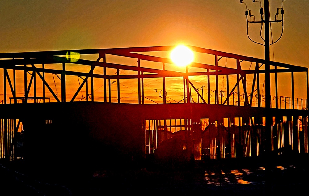 Sun sets on another day of brigade headquarters construction at Fort McCoy