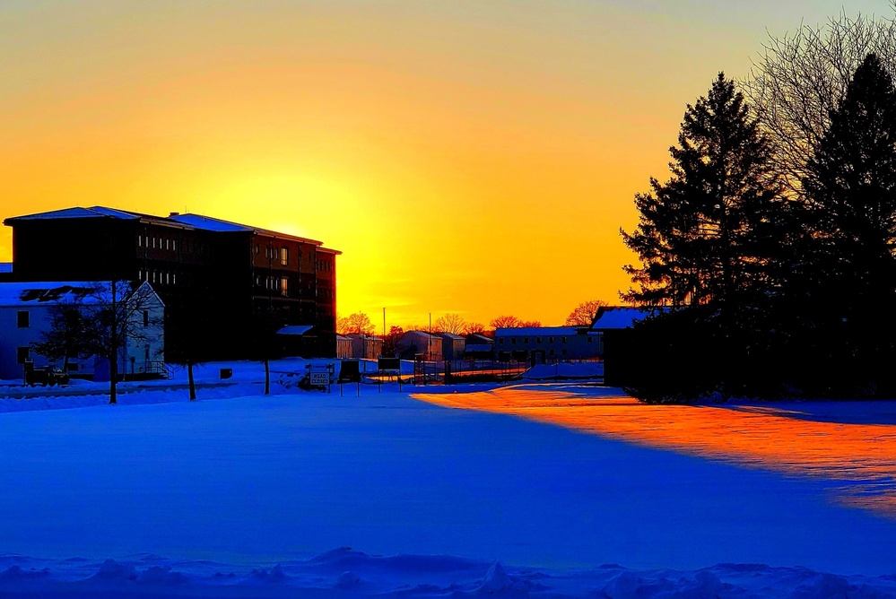 New barracks at Fort McCoy at sunset