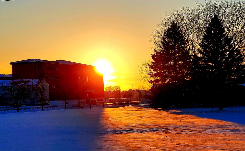 New barracks at Fort McCoy at sunset