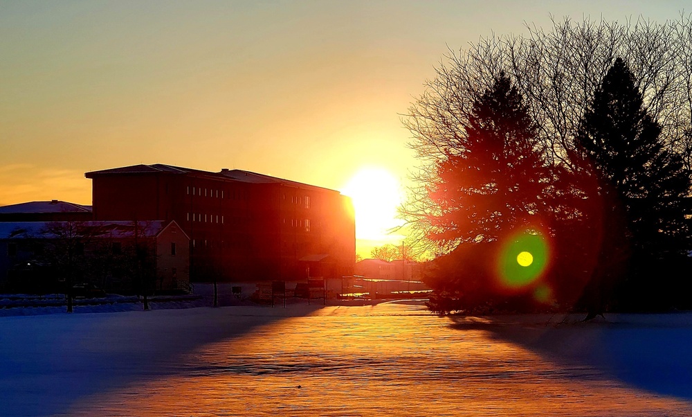 New barracks at Fort McCoy at sunset