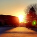 New barracks at Fort McCoy at sunset