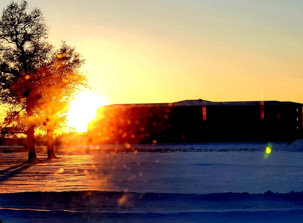 New barracks at Fort McCoy at sunset