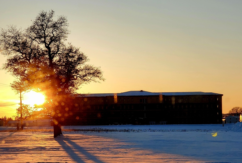 New barracks at Fort McCoy at sunset