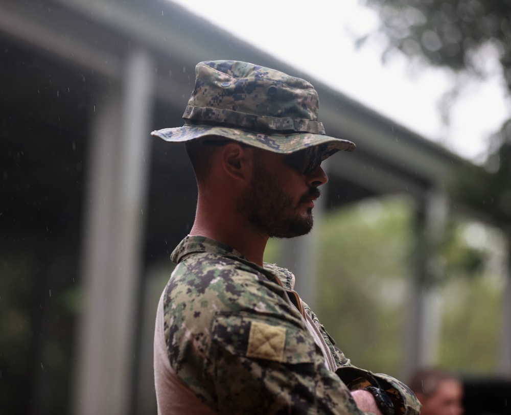 Equipment Operator 3rd Class Nickolas Spicuzza, during Jungle Warfare Training.