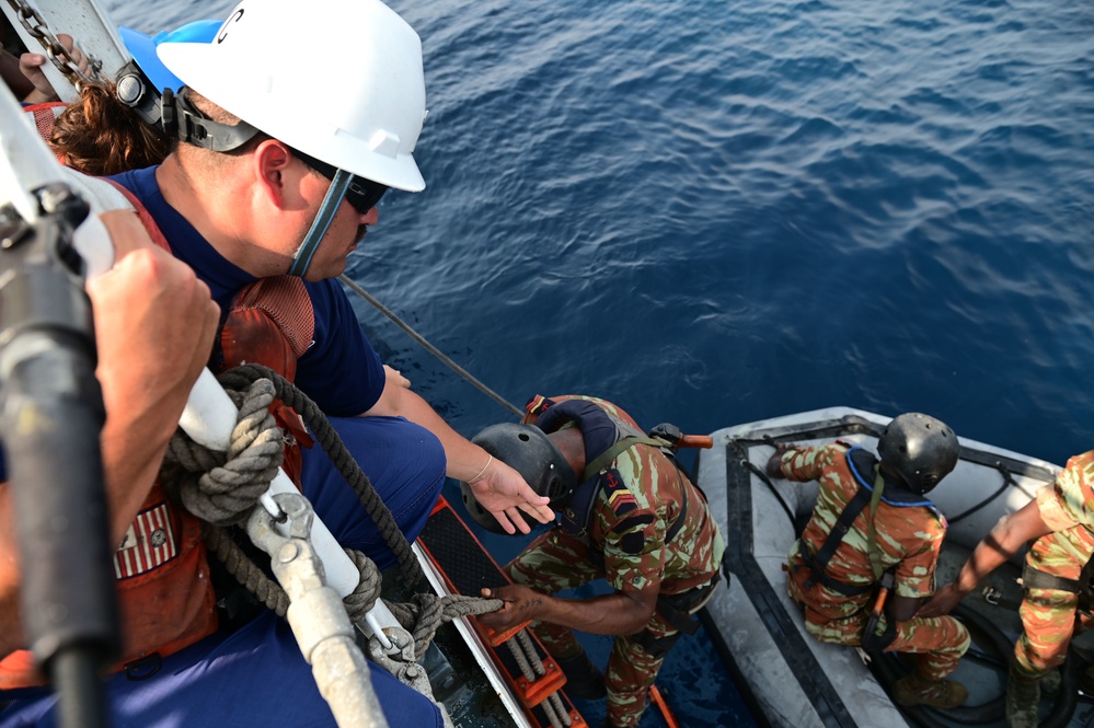 USCGC Spencer (WMEC 905) conducts training with Benin Navy as part of Obangame Express 23