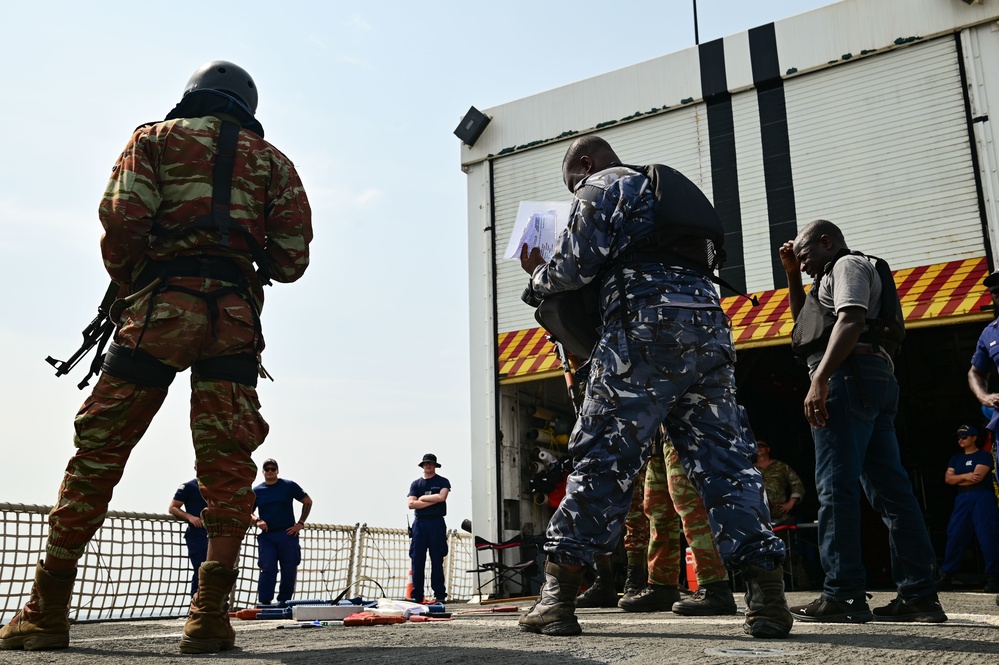 USCGC Spencer (WMEC 905) conducts training with Benin Navy as part of Obangame Express 23