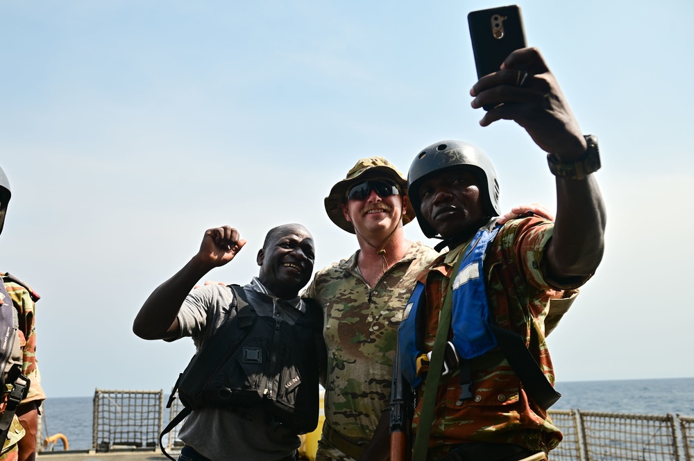 USCGC Spencer (WMEC 905) conducts training with Benin Navy as part of Obangame Express 23