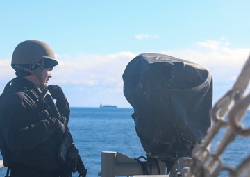 USS Chancellorsville stands watch