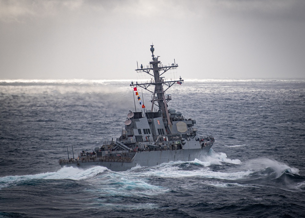 The USS Decatur Steams Near The USS Nimitz