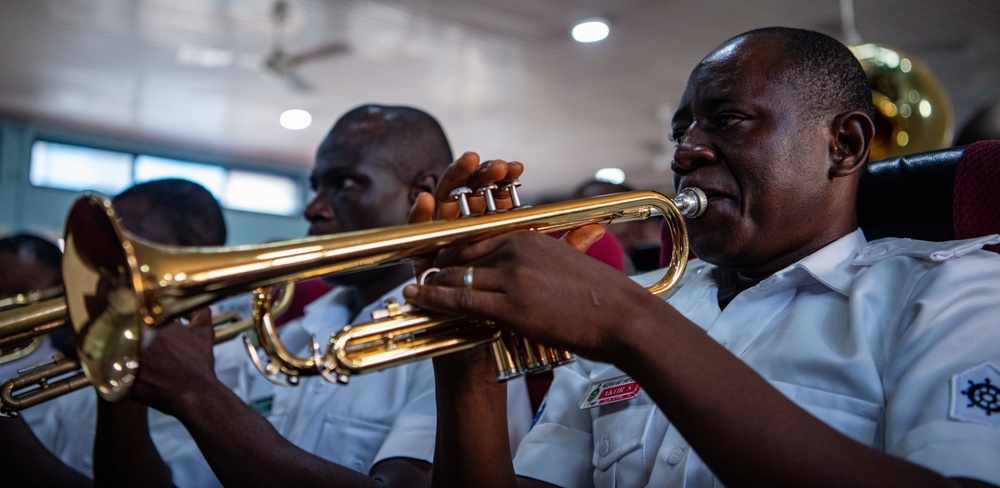 Nigerian Navy Band, NAVEUR-NAVAF Band, perform for Nigeria NTCHQ in Lagos