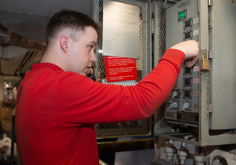 Weapons Elevator Operations Aboard Nimitz