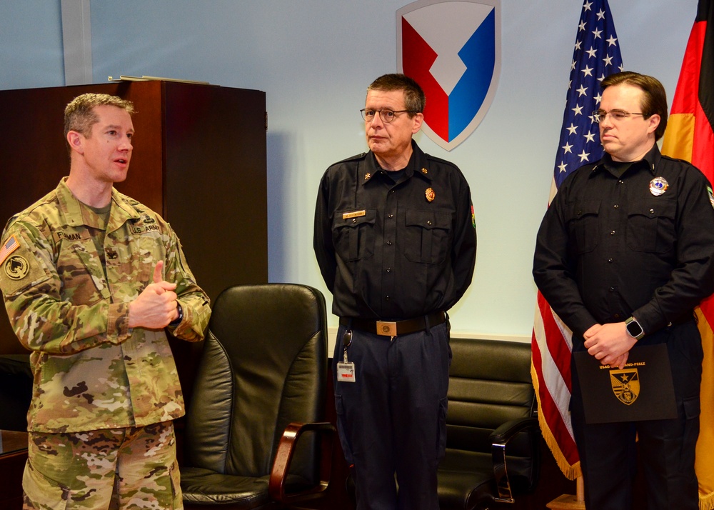 Nine USAG Rheinland-Pfalz firefighters get promoted, recognized for their performance