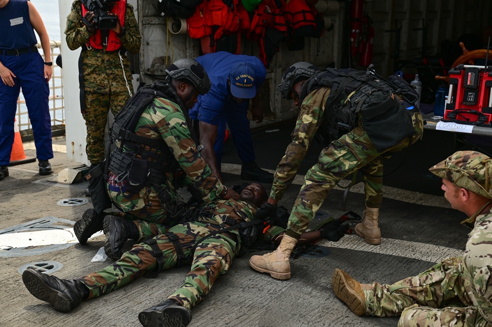 USCGC Spencer (WMEC 905) conducts training with Togolese Navy as part of Obangame Express 23