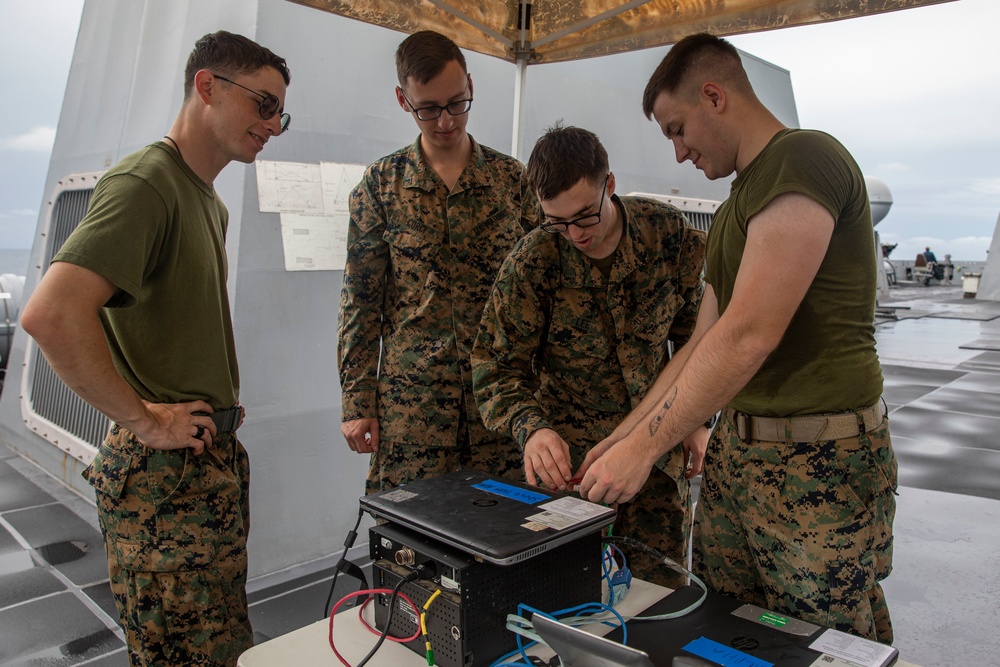 13th MEU USS Anchorage KYMETA Satellite Communications Set-up